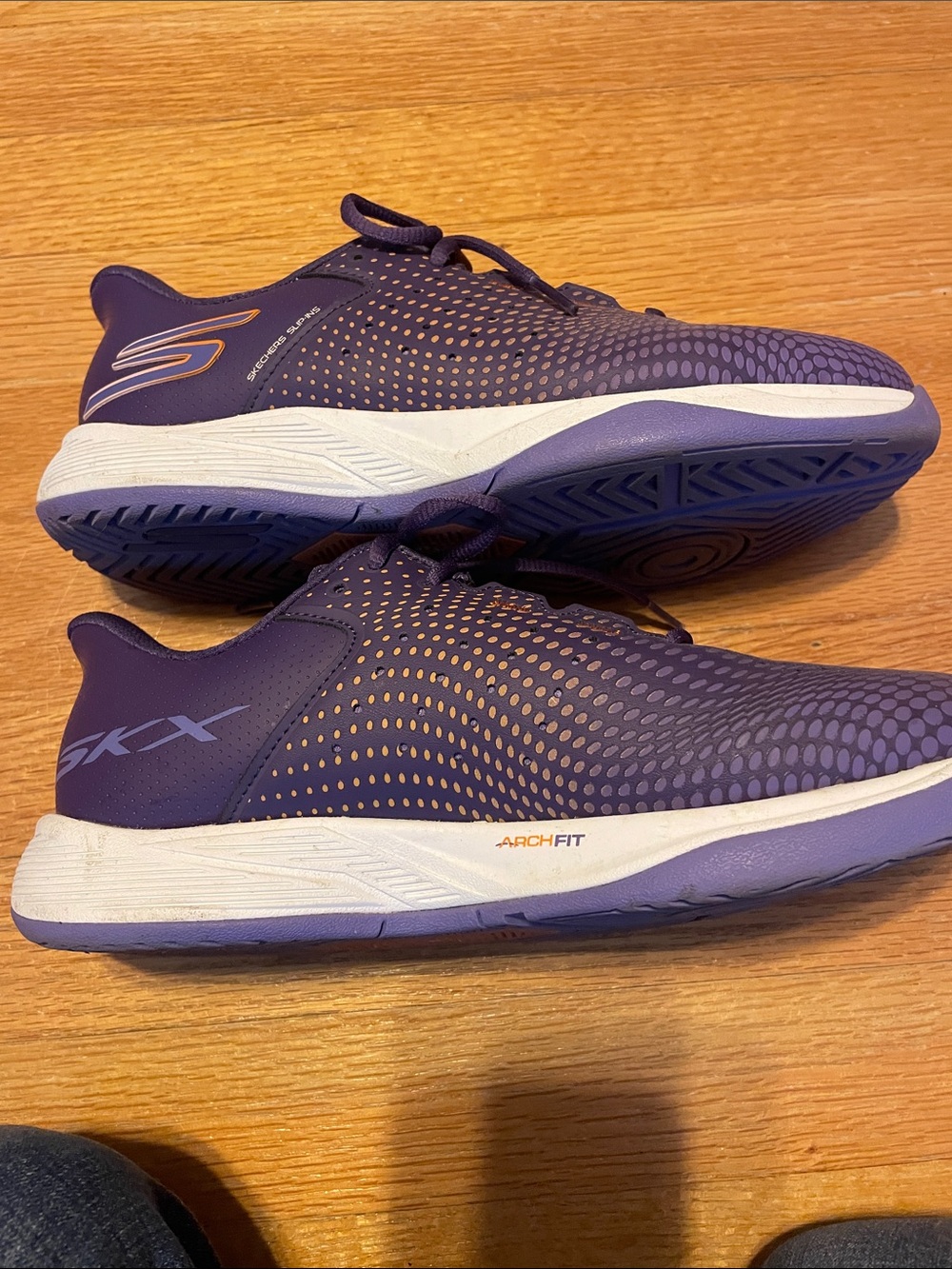 Skechers Deep Purple Pickleball Sneakers with Orange Accents - Picture 3 of 4